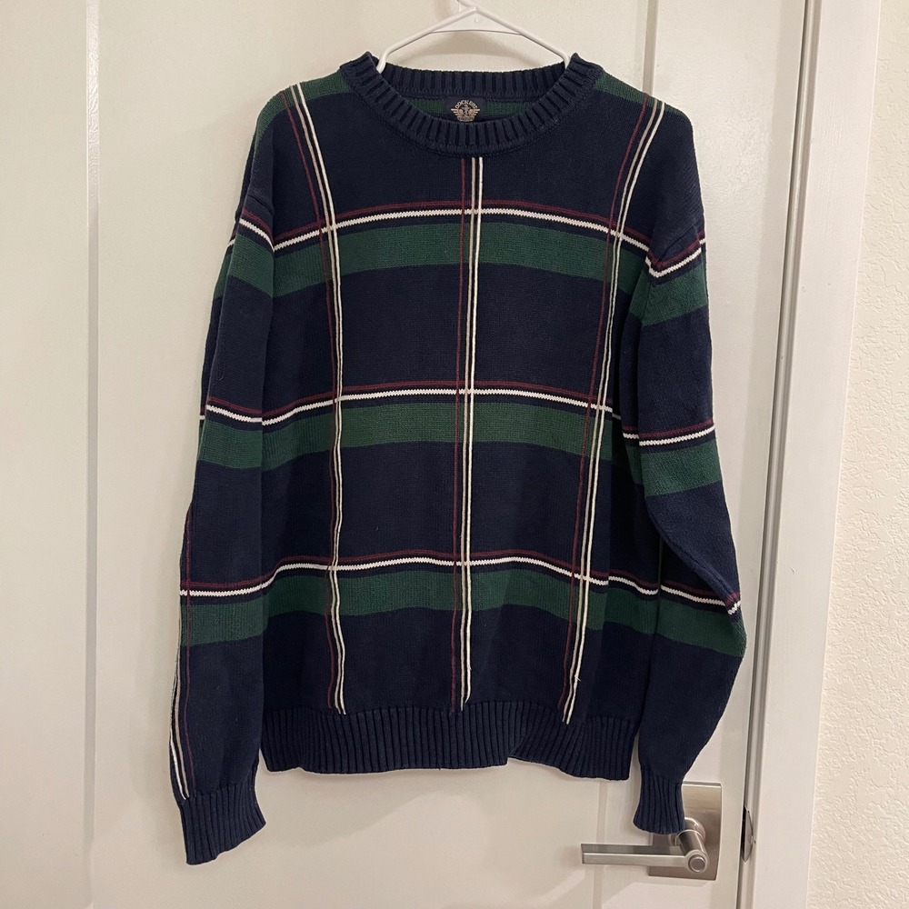 Vintage Dockers Cotton Green Plaid Old Money Sweater Preppy Collegiate